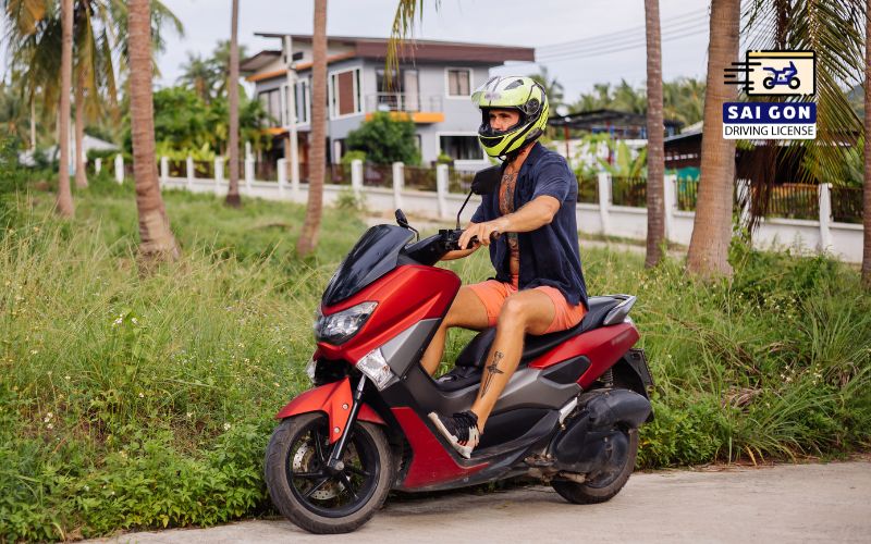 A tourist enjoying his motorbike in Vietnam