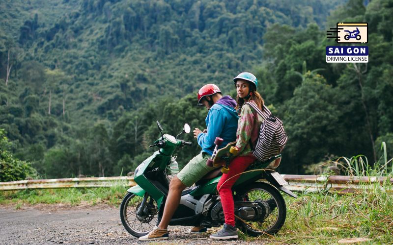 Two tourists are navigating their trip